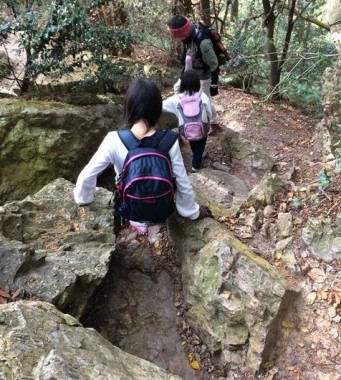 裏口の登山道（岩場）