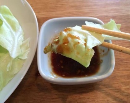 タレにつけて